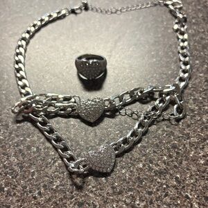 Silver Heart Jewelry Set